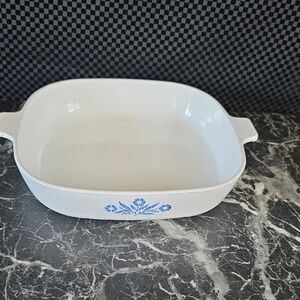 Corningware White Dish with Blue Floral Accent